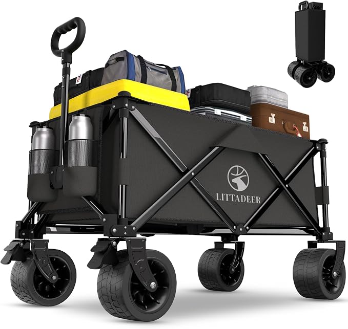 Collapsible Wagon Cart with Silent All-Terrain Wheels, Foldable Heavy Duty by Unknown