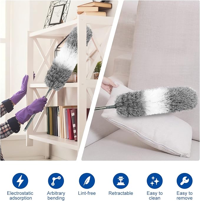 Microfiber Feather Dusters for Cleaning, Extendable Duster - Image 6