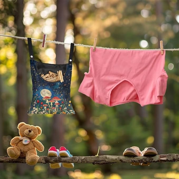 Mushroom Handy Clothespin Bags Moon Space-Saving Clothespin Storage Hanger Bag - Image 4
