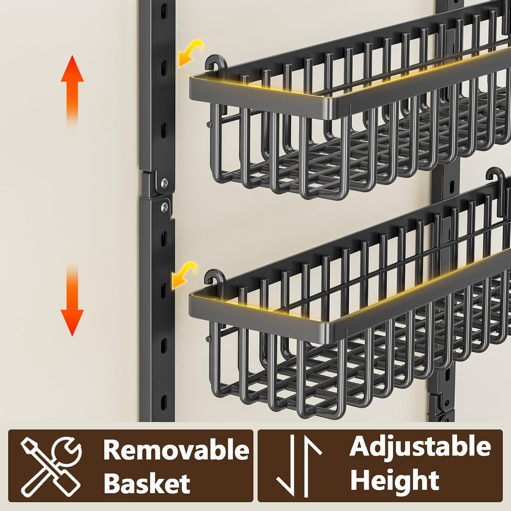 POKIPO 9 Tier Over The Door Pantry Organizer, 2 in 1 Wall Mount or Hanging Sp...