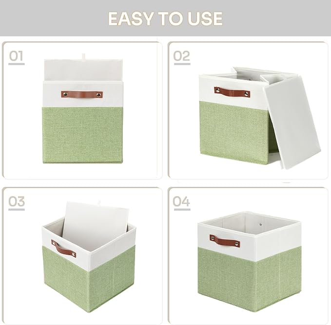 HNZIGE Fabric Storage Cubes for Shelves Set of 4, Storage Cubes Baskets 12 x12 - Image 4