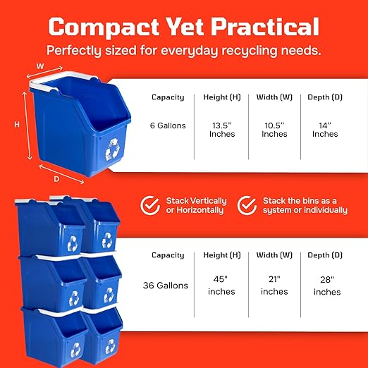6 Gallon Stackable Recycling Bins - Image 2