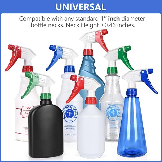 6 Pack Universal Spray Bottle Replacement Nozzle, Mist & Stream Trigger Sprayer - Image 2