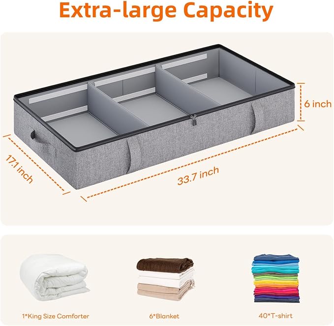 Vailando Under Bed Storage, 2 Pack Under Bed Storage Containers - Image 5