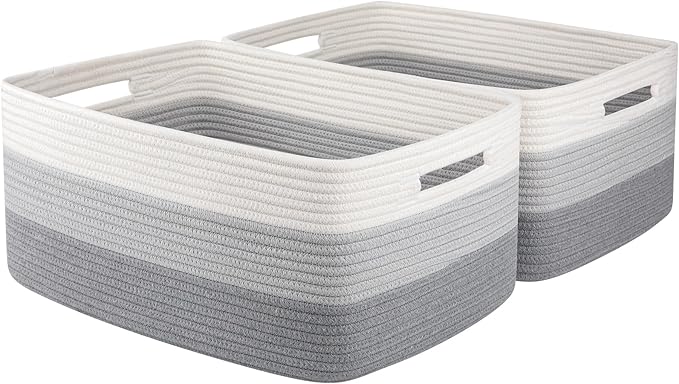Large Storage Basket for Organizing, Woven Rope Basket for Shelves, Closet by OIASKET