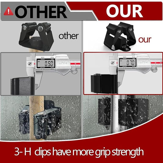 3-H Stainless Steel Broom Holder Wall Mount 15-Pack- Heavy Duty Mop Organizer - Image 2
