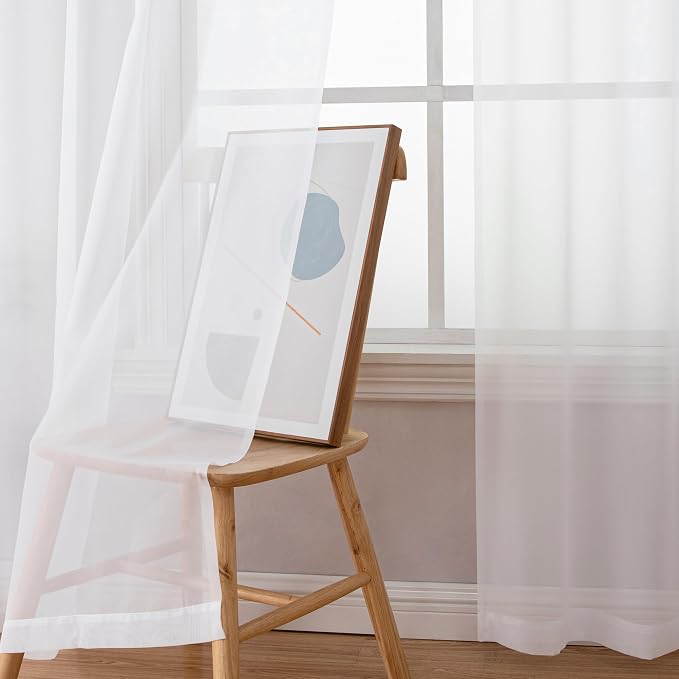 Chyhomenyc Extra Long White Sheer Curtains 120 Inches Long 2 Panels Set - Image 8