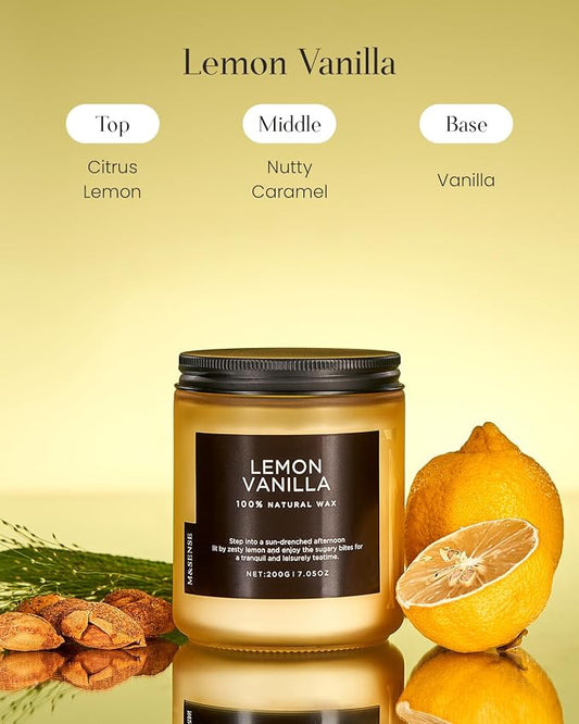 M&SENSE Lemon Vanilla Scented Slow Burning Candles - Image 2