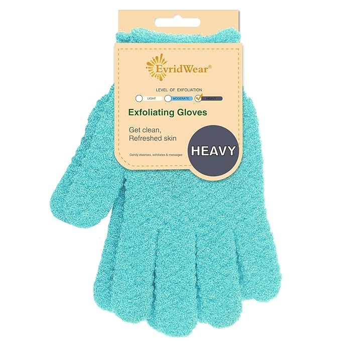 Evridwear Exfoliating Gloves for Shower, 100% Nylon Thick Soft Medium Heavy by Evridwear