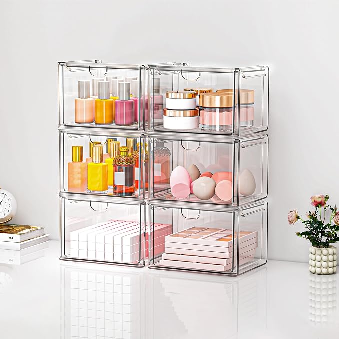 Acrylic Storage Drawers Set of 6, Plastic Organizer Bins - Image 2