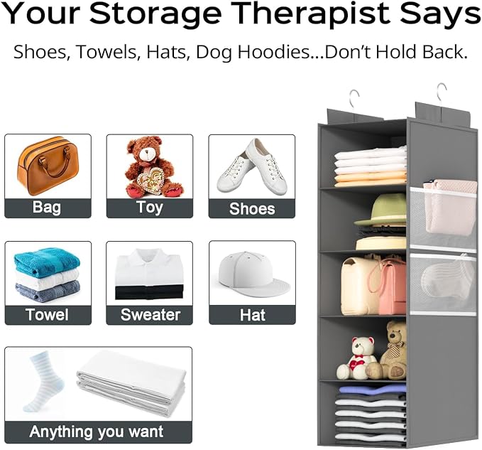 Deep Hanging Closet Organizers and Storage, Closet Hanging Storage Shelves - Image 7