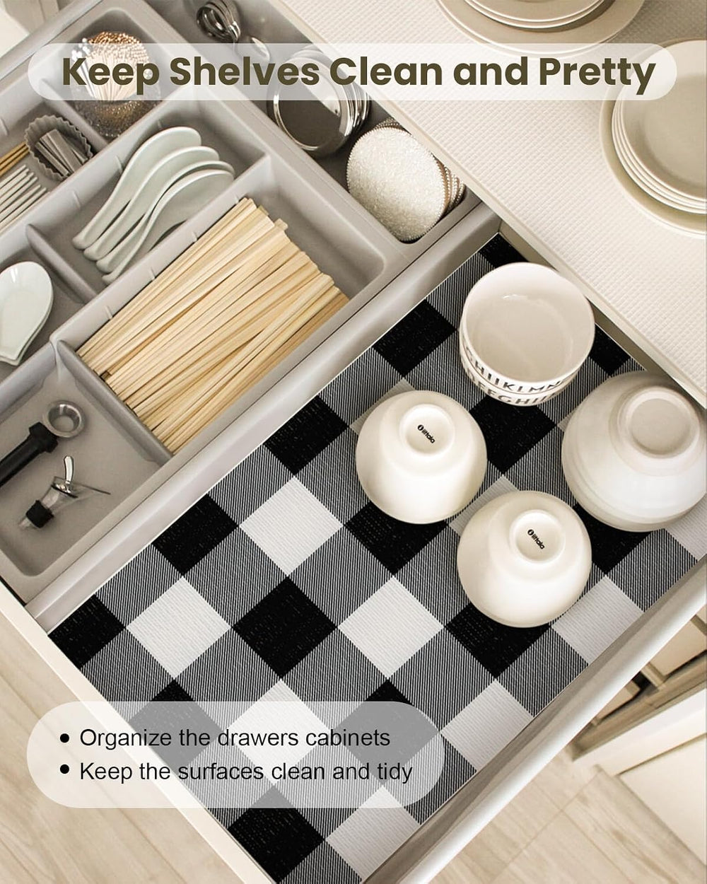 Shelf Drawer Liners for Kitchen Cabinets Non-Adhesive Black 11.8In x 30FT