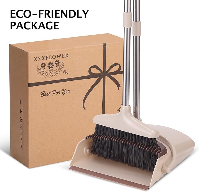 Broom and Dustpan Set with Long Handle, Light Weight Stainless Steel Poles - Image 8