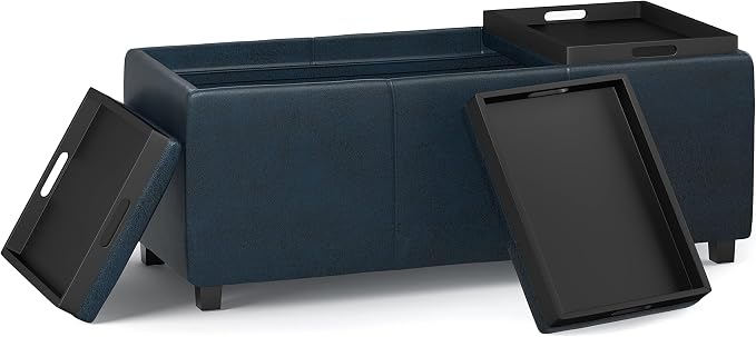 SIMPLIHOME Avalon 42 inch Wide Contemporary Rectangle Storage Ottoman in - Image 4