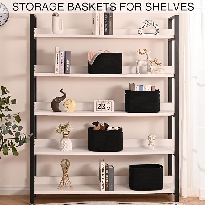 Small Storage Baskets for Organizing Shelves, Cotton Rope Basket for Storage - Image 3