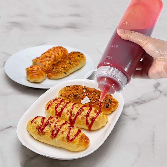 Condiment Squeeze Bottles Ketchup Dispenser 2PCS 24 oz Plastic Sauce Squirt - Image 6