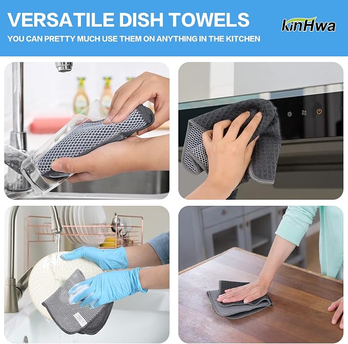 KinHwa Kitchen Washcloths for Dishes Absorbent Microfiber Dish Cloths Quick Dry - Image 7