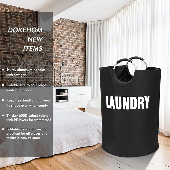 DOKEHOM 160L XX-Large Laundry Basket, Collapsible Laundry Bag, Foldable Laundry - Image 2