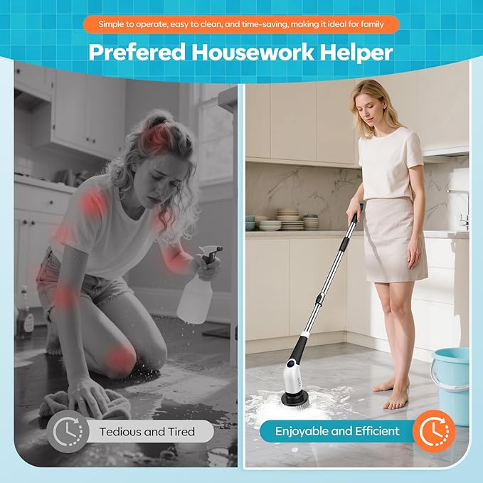 YKYI Electric Spin Scrubber, Cordless Cleaning Brush, Shower Cleaning Brush - Image 3