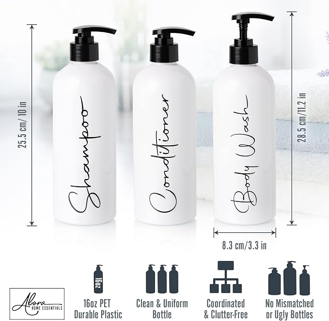 Alora 32oz Reusable Shampoo and Conditioner Bottles - Image 2