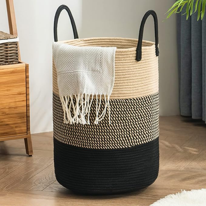 YOUDENOVA Woven Rope Laundry Hamper Basket, 100L Tall Laundry Basket, Baby by YOUDENOVA