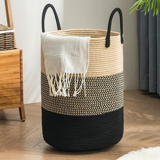 YOUDENOVA Woven Rope Laundry Hamper Basket, 100L Tall Laundry Basket, Baby by YOUDENOVA