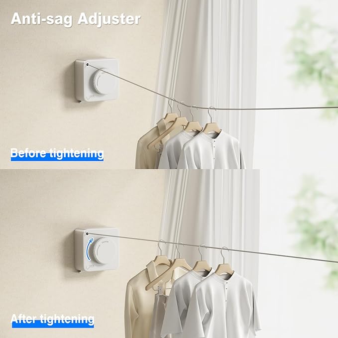 Retractable Clothesline Indoor, Non-Sagging Outdoor Clothes Line Retracting - Image 3