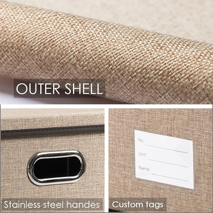 PRANDOM Storage Bins with Lids Jute Fabric Foldable Storage Boxes Organizer - Image 4