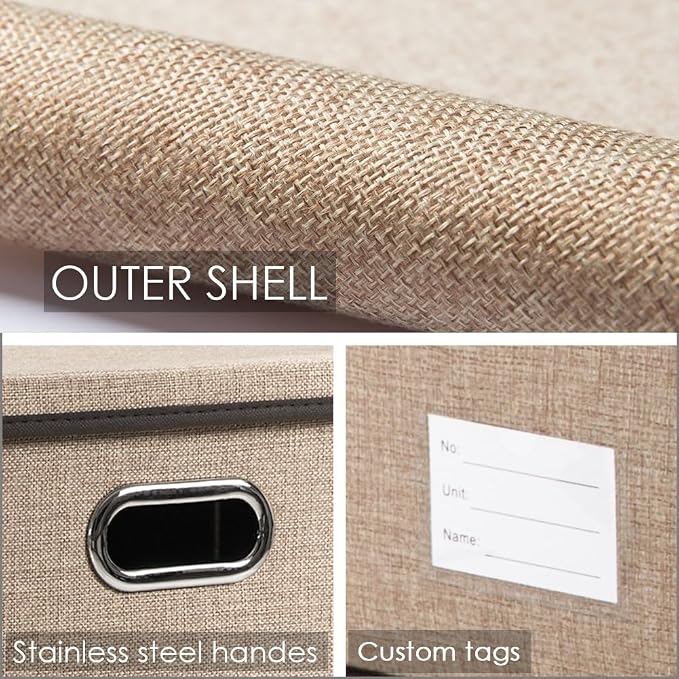 PRANDOM Storage Bins with Lids Jute Fabric Foldable Storage Boxes Organizer - Image 4