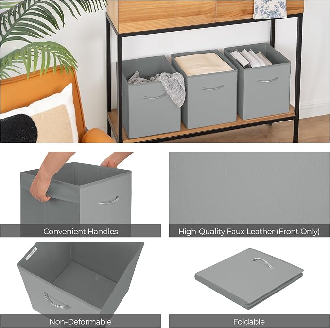 StorageWorks Gray Storage Cubes, 11 Inch Cube Storage Bins - Image 5