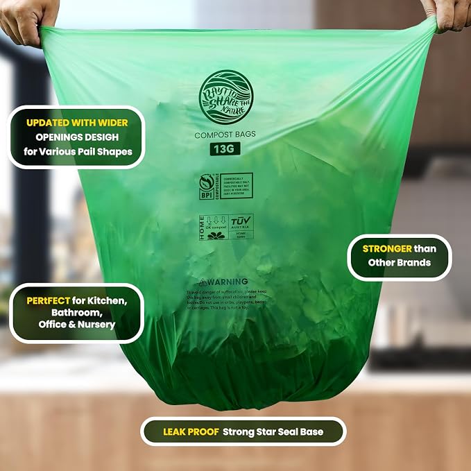Trash bags 13+ gallon tall kitchen, Compostable Trash Lawn & Leaf Yard Waste - Image 2