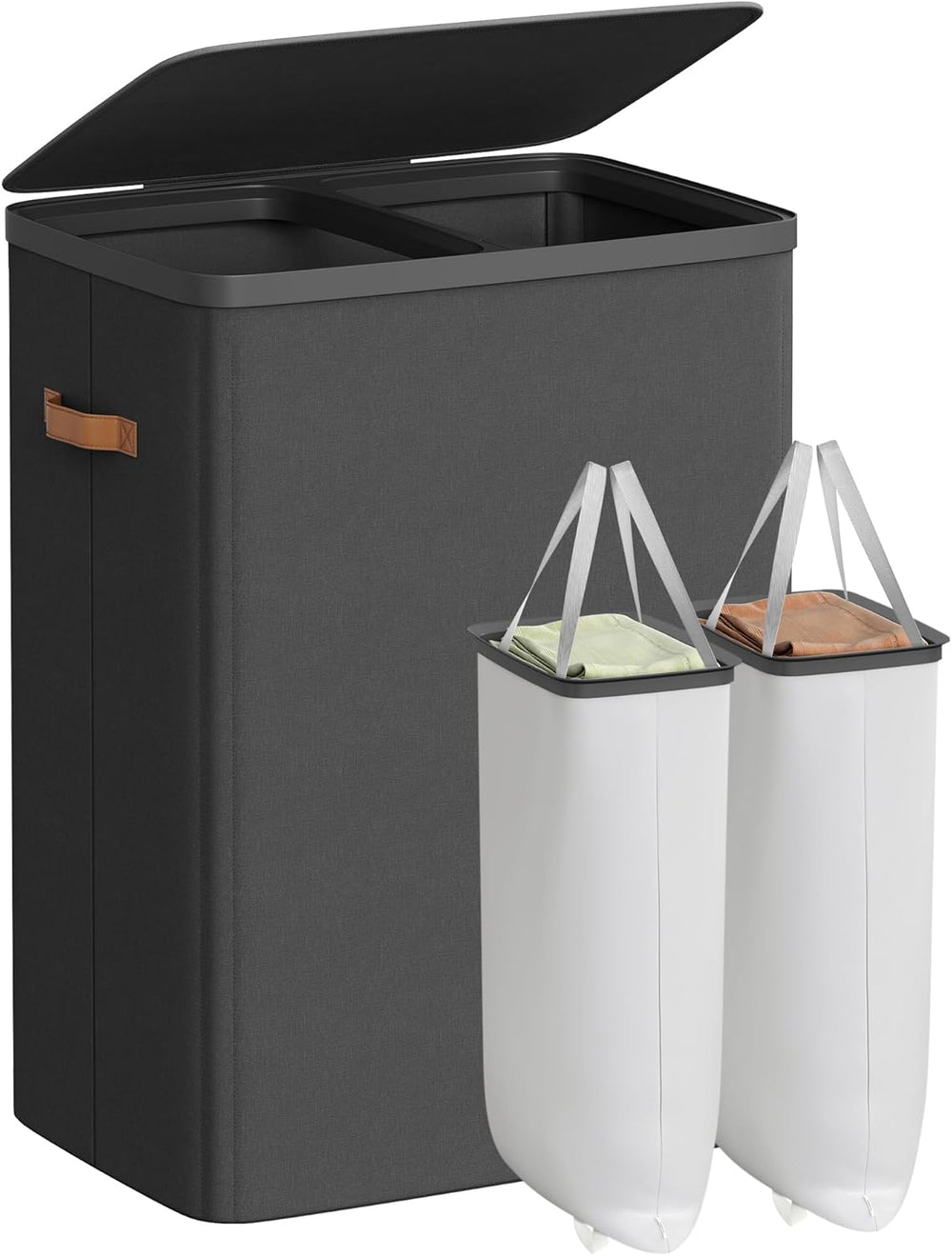 SONGMICS Laundry Basket, 44.9 Gal. Laundry Hamper, 2 Compartments, Easy Assembly