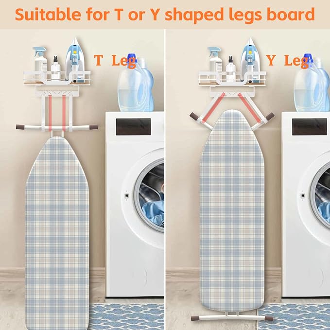 Ironing Board Holder Wall Mount, Laundry Room Organization Storage, T&V Shaped - Image 2