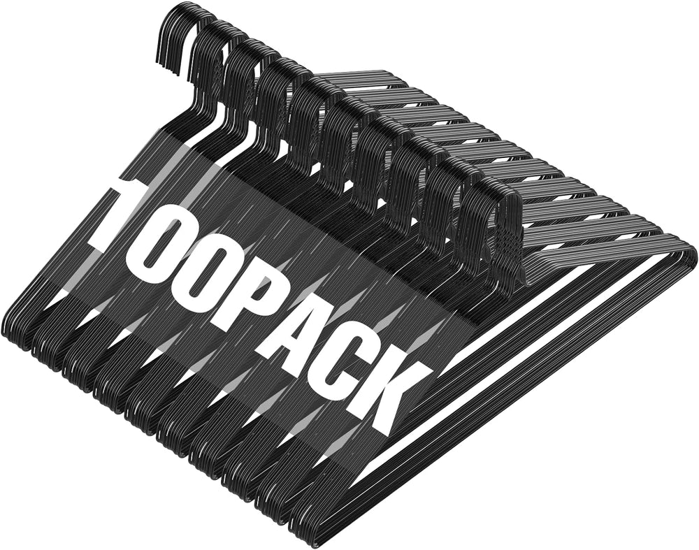 SPECILITE Wire Metal Clothes Hangers Bulk 100 Pack, Ultra Thin, Black