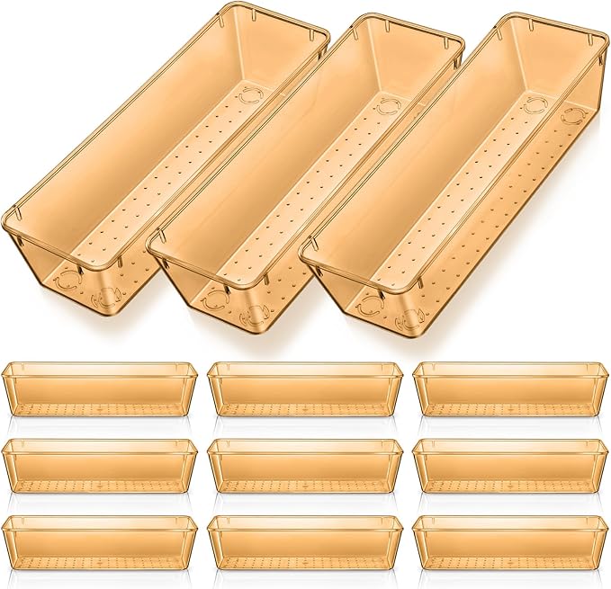 Maitys 12 Pcs Vanity Drawer Organizer 9 x 3 x 2 Inches Clear Plastic Utensil by Maitys