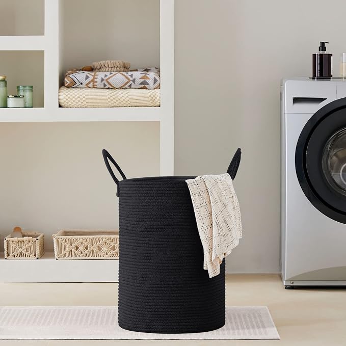 VIPOSCO Large Laundry Hamper, Tall Woven Rope Storage Basket - Image 7