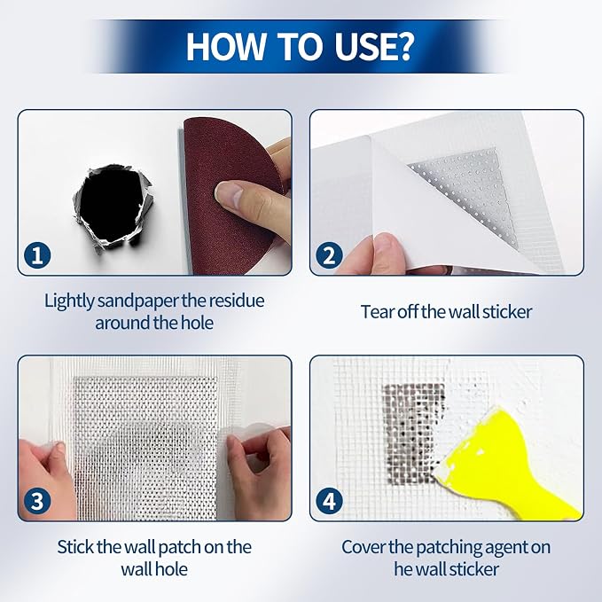 5pcs Drywall Patch Kit, Self-Adhesive Fiberglass Wall Repair Patch Kit & - Image 4