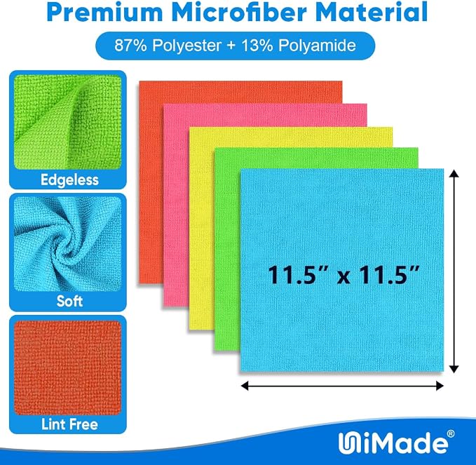 Microfiber Cleaning Cloth, 200PK Reusable Shop Rags Bulk Microfiber Cleansing - Image 2