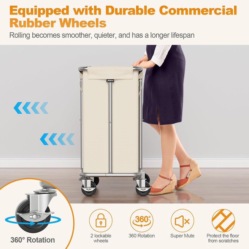 Hodonas Laundry Basket with Wheels, 115L Rolling Laundry Hamper Large Dirty C...