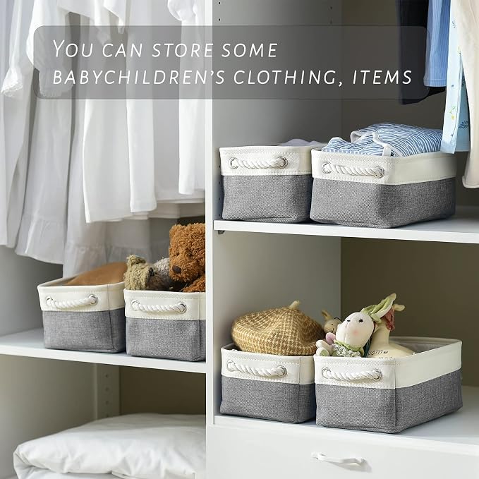 TcaFmac Small Storage Baskets for Shelf 6 Pack Canvas Storage Basket - Image 4