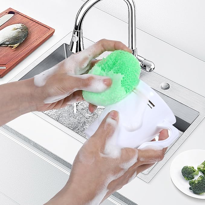 100 Pcs Plastic Scrubbers for Dishes, Round Pot Scrubbers for Kitchen Non - Image 4