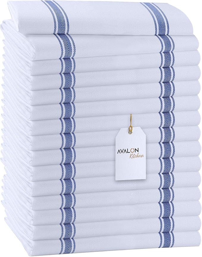 Dish Towels Set Size 15x25 Inch, 100% Cotton Soft & Absorbent Linen Kitchen by Avalon+Kitchen