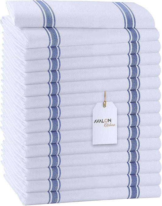 Dish Towels Set Size 15x25 Inch, 100% Cotton Soft & Absorbent Linen Kitchen by Avalon+Kitchen