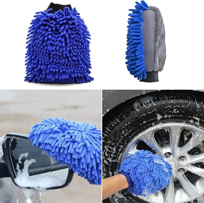 Car Wash Brush With Long Handle, Chenille Microfiber Mop Mitt, 1 Replacement - Image 5
