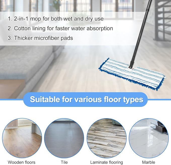 4 Pack Mop Heads Replacements for Ocedar Dual-Action Microfiber Flip Mop - Image 6