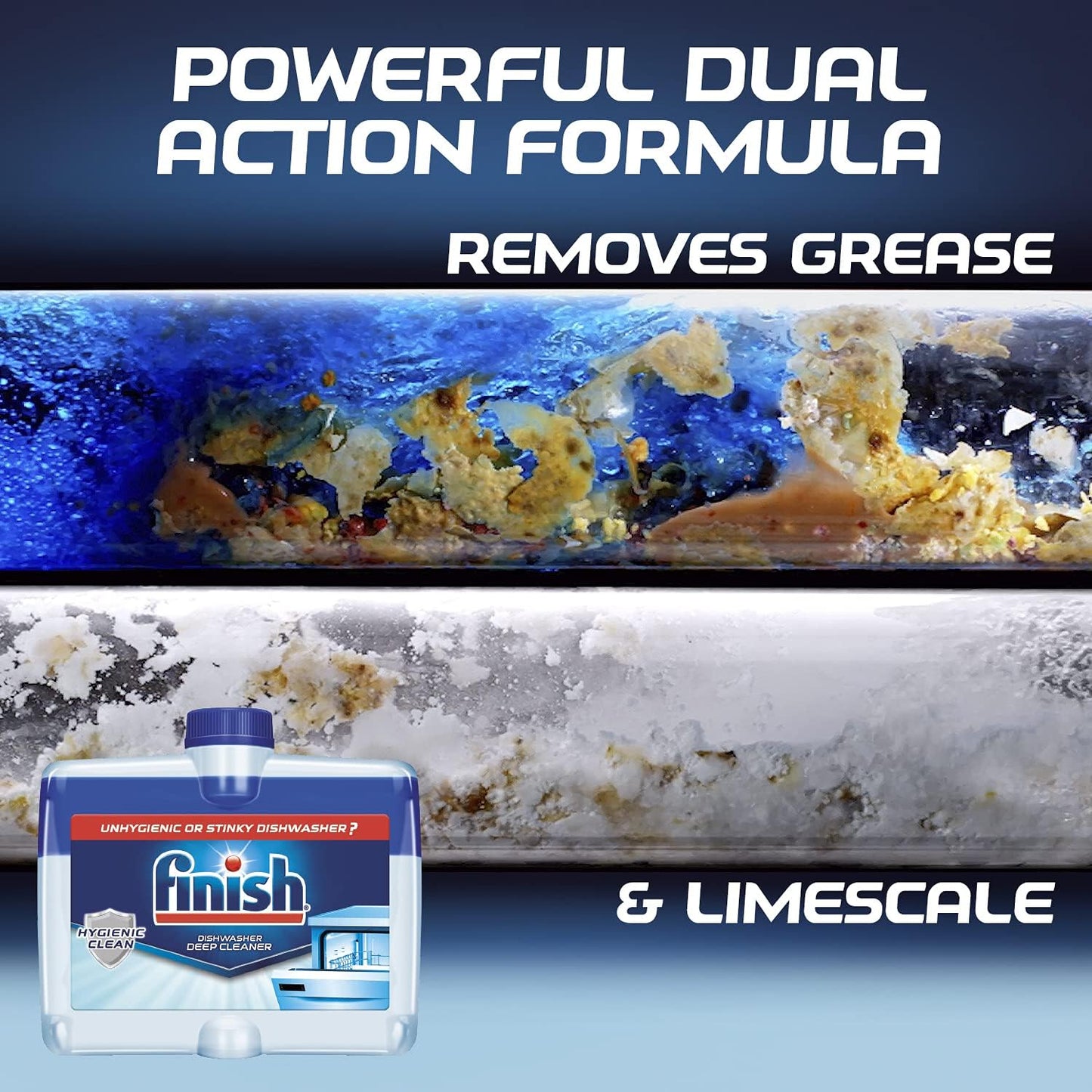 Finish Dual Action Dishwasher Cleaner: Fight Grease & Limescale, Fresh 8.45 oz.(Pack of 4)