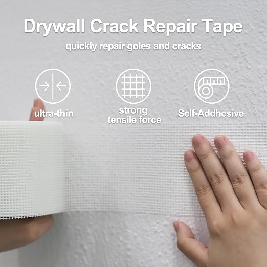 2 Rolls Drywall Repair Joint Tape, 2 Inch x 164FT, Self-Adhesive Drywall Mesh - Image 3