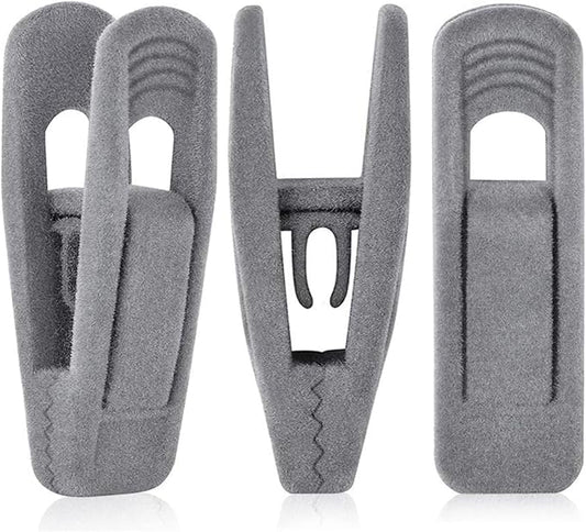 Grey Velvet Hangers Clips, Non-Slip Strong Velvet Hangers Clips by TOFIIGREM