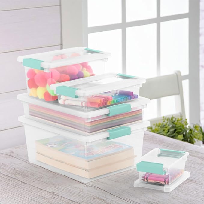 Sterilite 12-Pack Clip Box, Stackable Clear Plastic Bins - Image 9