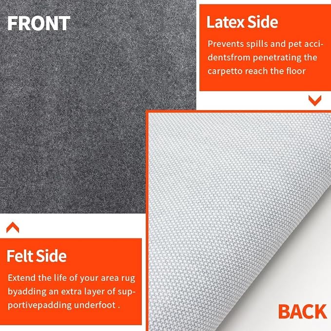 Non-Slip Rug Pads 7 x 9ft, 100% Waterproof Extra Large Area Rugs Non Skid Rug - Image 4